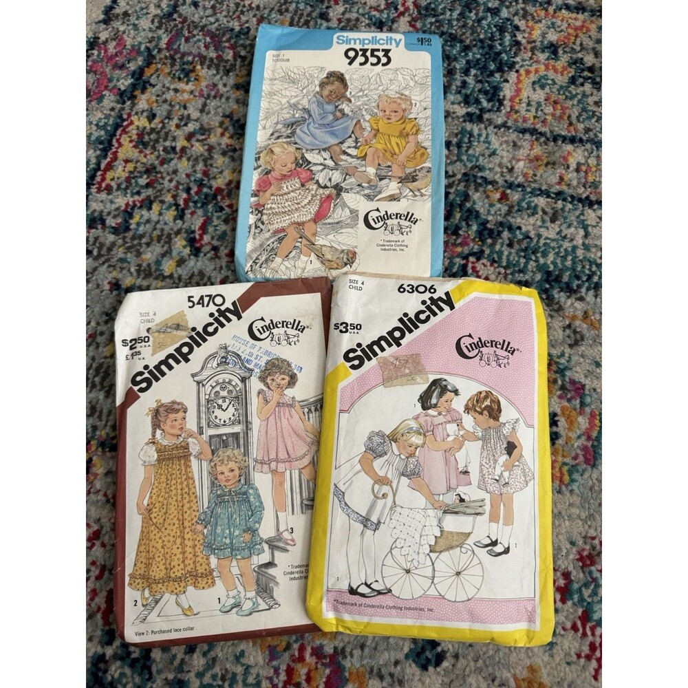 Vintage 80s Simplicity Cinderella Children Sewing Patterns